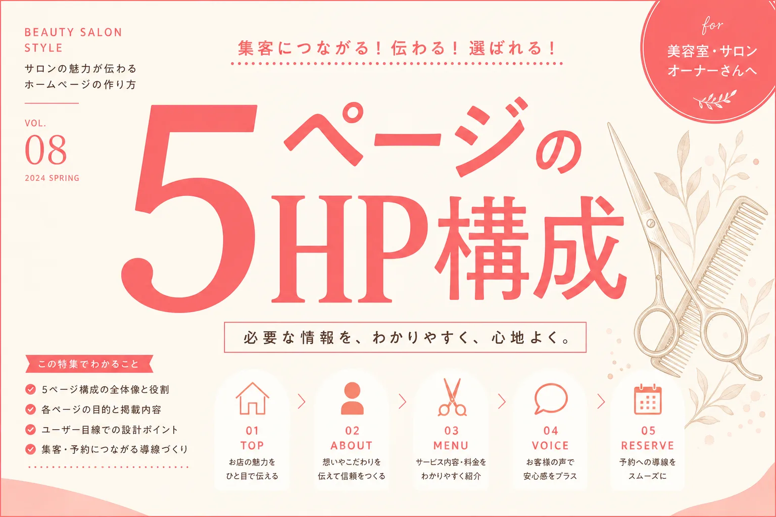 美容室のホームページに最低限必要なページ構成：メニュー・料金・予約ページの作り方