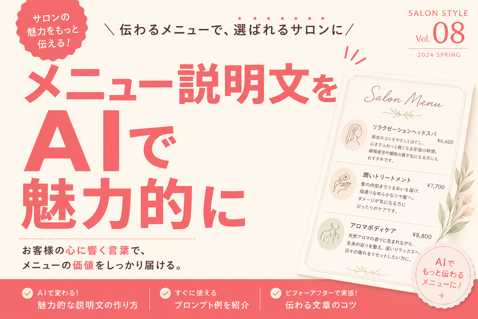 個人サロンのメニュー説明文をAIで魅力的にする3ステップ